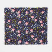 Schattige Bloemen: Kleurrijk Bloemenpatroon. Fleece Deken (Voorkant (Horizontaal))