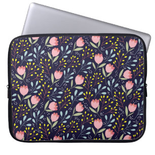 Schattige Bloemen: Kleurrijk Bloemenpatroon. Laptop Sleeve