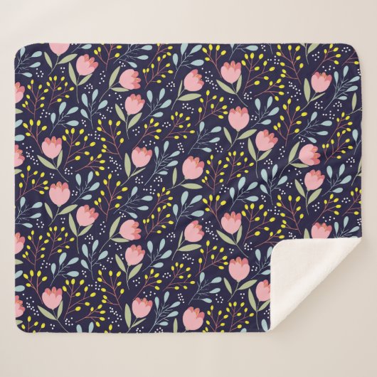 Schattige Bloemen: Kleurrijk Bloemenpatroon. Sherpa Deken (Voorkant (horizontaal))