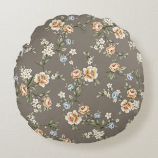 schattige bloemen met bladeren met grijze achtergr rond kussen