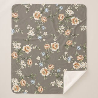 schattige bloemen met bladeren met grijze achtergr sherpa deken