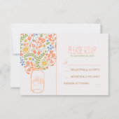 schattige bloemen metselaar pot bruiloft RSVP kaar (Voorkant)