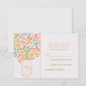 schattige bloemen metselaar pot bruiloft RSVP kaar Kaartje (Voorkant / Achterkant)