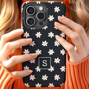 Schattige Bloemen Navy Grass Lelie Patroon Monogra iPhone 15 Case