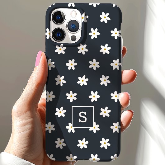 Schattige Bloemen Navy Grass Lelie Patroon Monogra Case-Mate iPhone Case