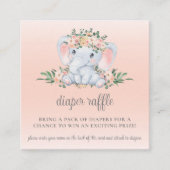 Schattige Bloemen Olifant Baby shower Luier Raffle Informatiekaartje (Voorkant)