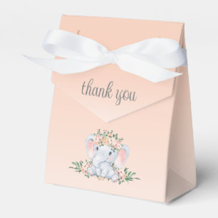 Schattige Bloemen Olifant Meisje Baby shower Dank  Bedankdoosjes