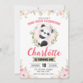 Schattige Bloemen Panda Beer Verjaardagsfeest Kaart (Voorkant)