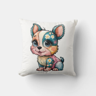 Schattige Bloemen Patchwork Waterverf Baby Dog Kussen