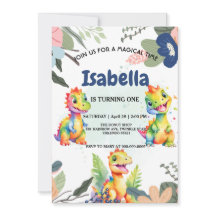 Schattige Bloemen Regenboog Dinosaur Happy Birthda