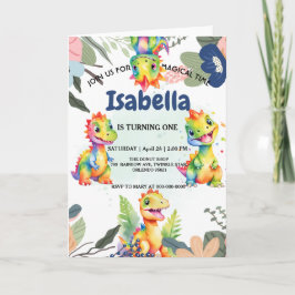 Schattige Bloemen Regenboog Dinosaur Happy Birthda