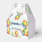 Schattige Bloemen Regenboog Dinosaur Happy Birthda Bedankdoosjes (Voorkant Zijde)