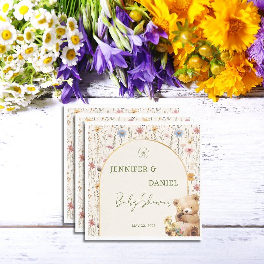 Schattige Bloemen Teddy Bear Baby shower Party Servet