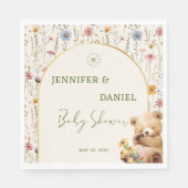 Schattige Bloemen Teddy Bear Baby shower Party Servet (Voorkant)