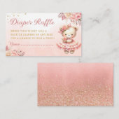 Schattige Bloemen teddybeer Luier Raffle Baby show Informatiekaartje (Voorkant / Achterkant)