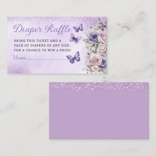 Schattige Bloemen Vlinder Luier Raffle Baby shower Informatiekaartje (Voorkant / Achterkant)
