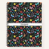 Schattige Bloemen Vlinders Vogels Kleurrijke Bloem Notitieboek (Voorkant)