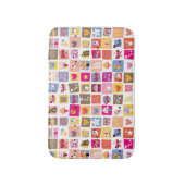 schattige bloemen, vogels, harten vierkanten patro badmat (Voorkant Verticaal)