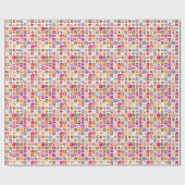 schattige bloemen, vogels, harten vierkanten patro cadeaupapier (Vlak)