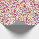 schattige bloemen, vogels, harten vierkanten patro cadeaupapier (Hoek)