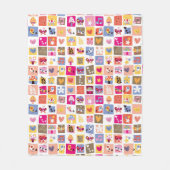 schattige bloemen, vogels, harten vierkanten patro fleece deken (Voorkant)