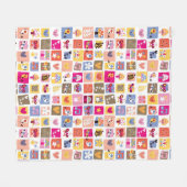 schattige bloemen, vogels, harten vierkanten patro fleece deken (Voorkant (Horizontaal))