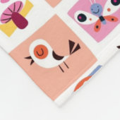 schattige bloemen, vogels, harten vierkanten patro fleece deken (Hoek)