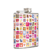 schattige bloemen, vogels, harten vierkanten patro heupfles (Rechts)