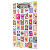 schattige bloemen, vogels, harten vierkanten patro klembord (Links)