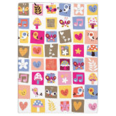 schattige bloemen, vogels, harten vierkanten patro klembord (Achterkant)