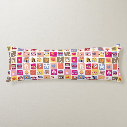 schattige bloemen, vogels, harten vierkanten patro lichaamskussen (Voorkant)