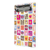 schattige bloemen, vogels, harten vierkanten patro mini klembord (Angled2)