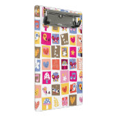 schattige bloemen, vogels, harten vierkanten patro mini klembord (Schuin)