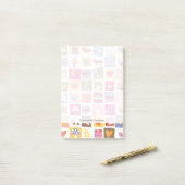 schattige bloemen, vogels, harten vierkanten patro post-it® notes (Op bureau)