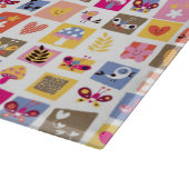 schattige bloemen, vogels, harten vierkanten patro snijplank (Hoek)