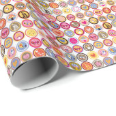 schattige bloemen, vogels, hartenpatroon cadeaupapier (Rol Hoek)