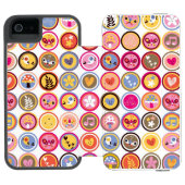 schattige bloemen, vogels, hartenpatroon incipio iPhone portemonnee hoesje (Agenda Open)