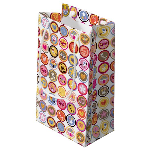 schattige bloemen, vogels, hartenpatroon klein cadeauzakje (Achterkant Gekanteld)