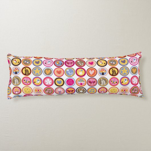 schattige bloemen, vogels, hartenpatroon lichaamskussen (Achterkant)