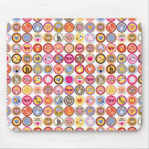 schattige bloemen, vogels, hartenpatroon muismat