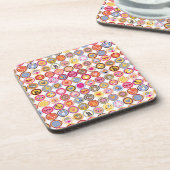 schattige bloemen, vogels, hartenpatroon onderzetter (Linkerzijde)