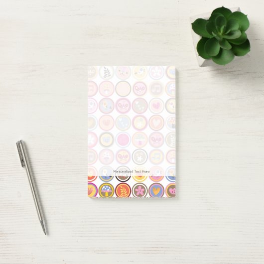 schattige bloemen, vogels, hartenpatroon post-it® notes (Kantoor)