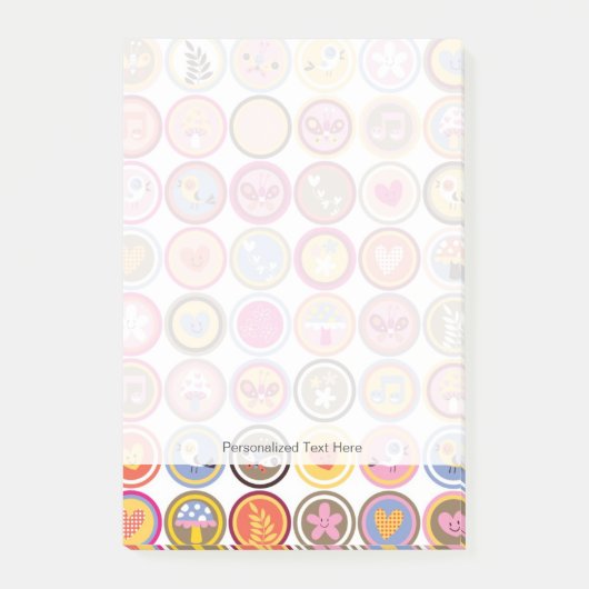 schattige bloemen, vogels, hartenpatroon post-it® notes (Voorkant)