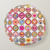 schattige bloemen, vogels, hartenpatroon rond kussen (Achterkant)