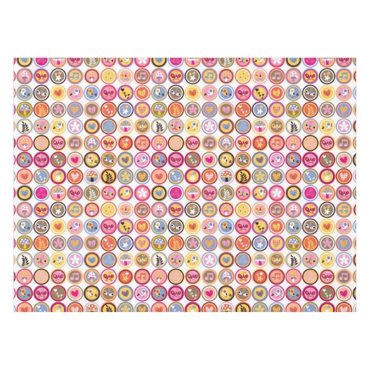 schattige bloemen, vogels, hartenpatroon tafelkleed (Voorkant (Horizontaal))