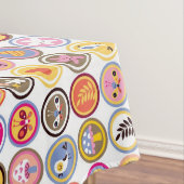 schattige bloemen, vogels, hartenpatroon tafelkleed (Voorbeeld)