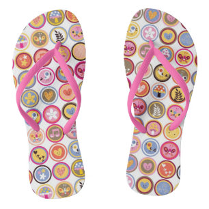 schattige bloemen, vogels, hartenpatroon teenslippers