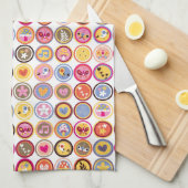 schattige bloemen, vogels, hartenpatroon theedoek (Quarter Fold)