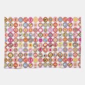 schattige bloemen, vogels, hartenpatroon theedoek (Horizontaal)