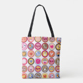 schattige bloemen, vogels, hartenpatroon tote bag (Achterkant)